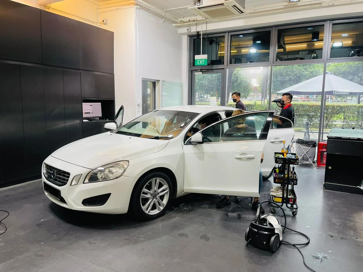 White Volvo S60 having its side windows tinted at Infratint Singapore