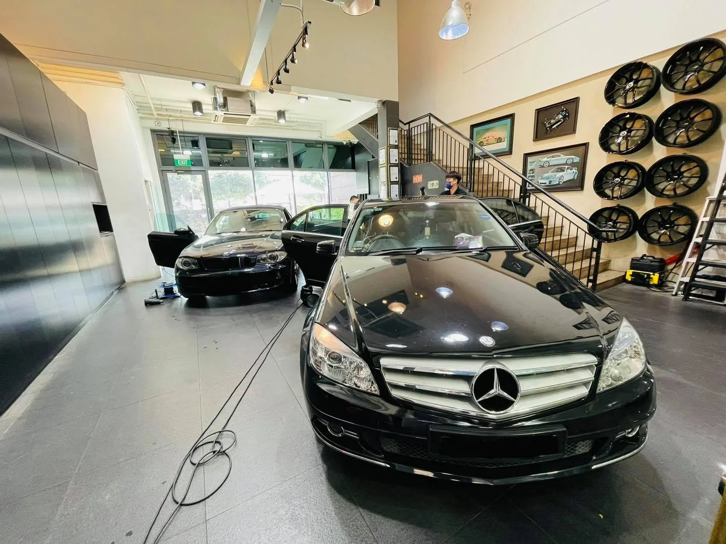 Black Mercedes-Benz C-Class in the Infratint Singapore showroom