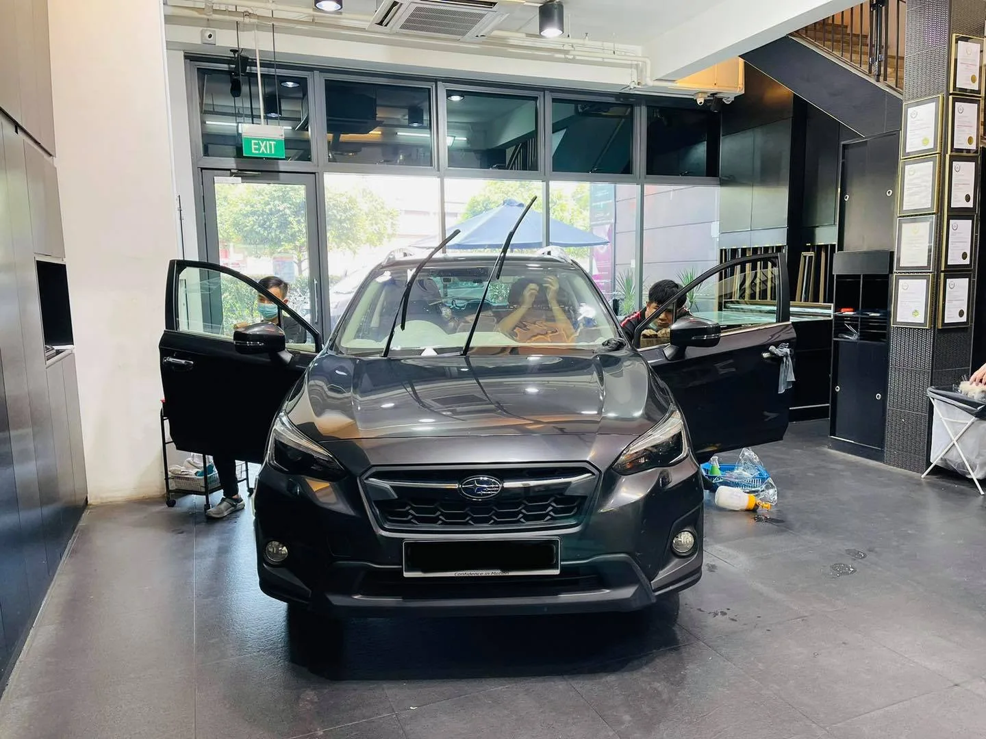 Grey Subaru XV being tinted at Infratint Singapore
